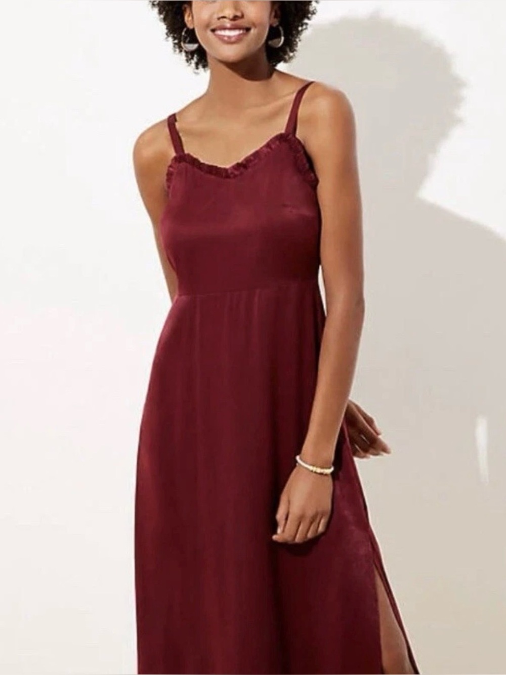 LOFT Women's NWT Strappy Satin Midi Dress - Burgundy Wine - Plus Size 18